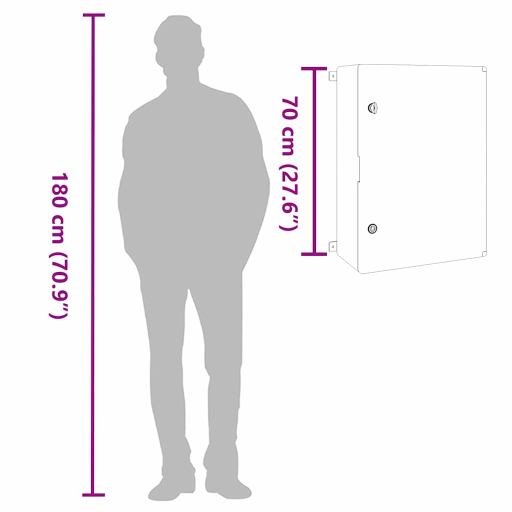 vidaXL Szafka sterownicza Szary 57 x 24,5 x 70 cm Plastik ABS