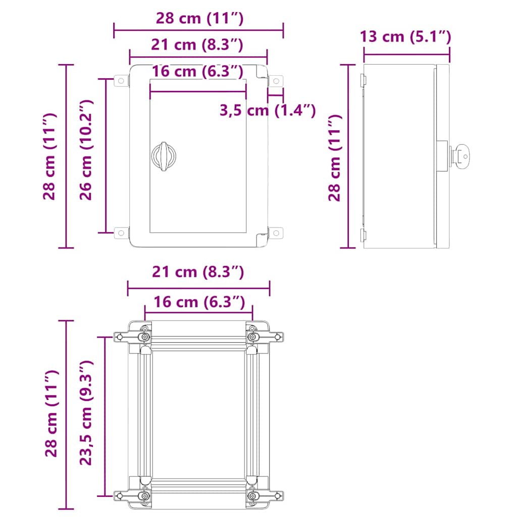 vidaXL Szafka sterownicza Szary 28 x 13 x 28 cm Plastik ABS