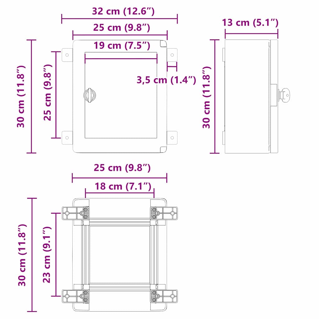 vidaXL Szafka sterownicza Szary 32 x 13 x 30 cm Plastik ABS
