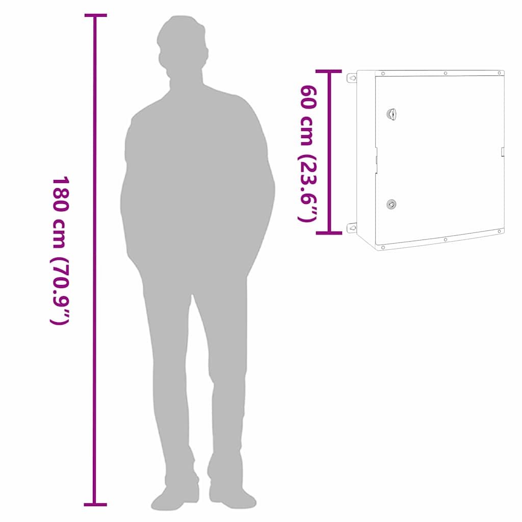 vidaXL Szafka sterownicza Szary 57 x 23 x 60 cm Plastik ABS