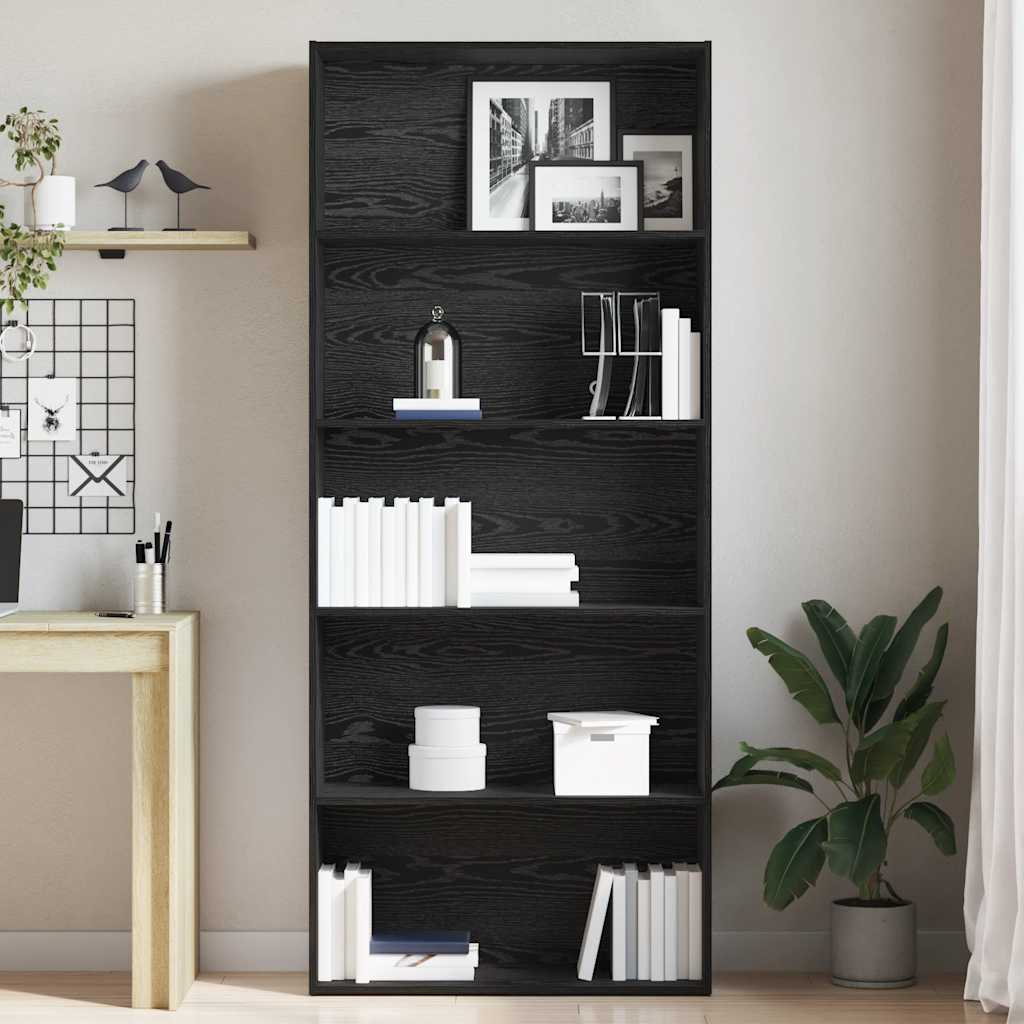 vidaXL Regał na książki Czarny dąb 80x30x189 cm Drewno klejone