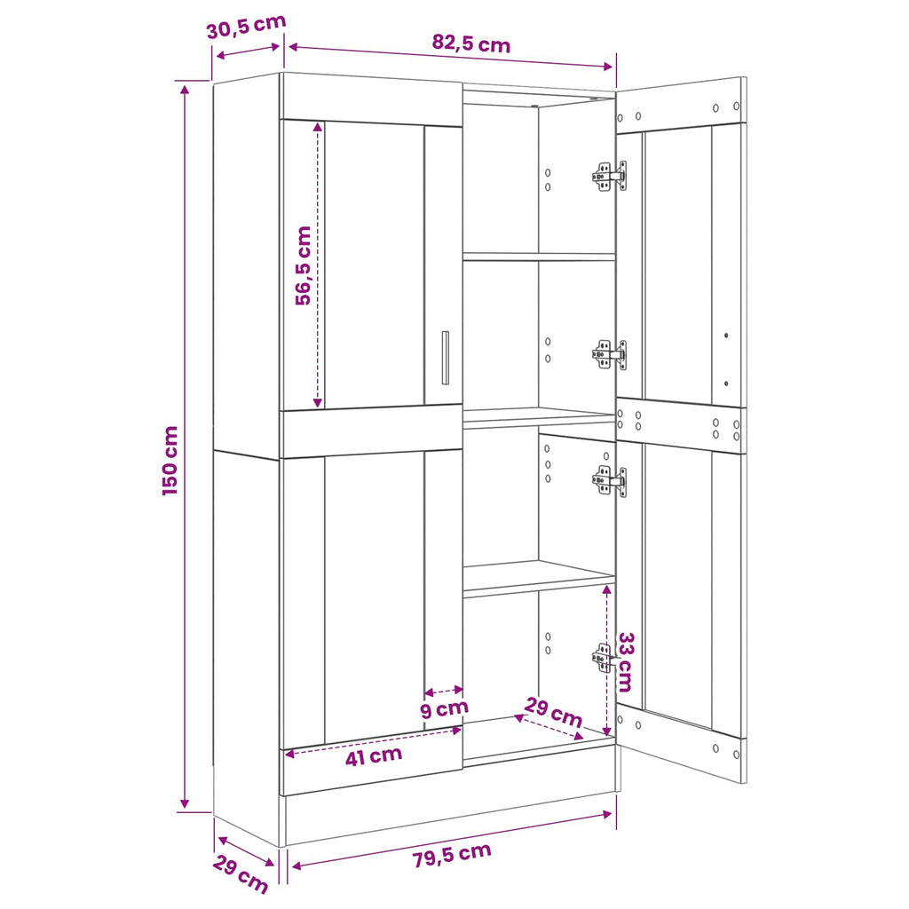 vidaXL Szafka na książki Czarny Dąb 82,5 x 30,5 x 150 cm