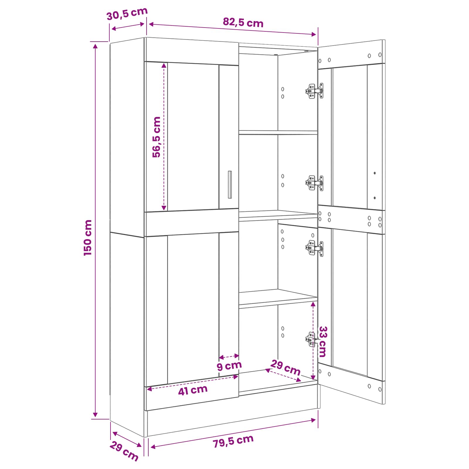 vidaXL Szafka na książki Czarny Dąb 82,5 x 30,5 x 150 cm