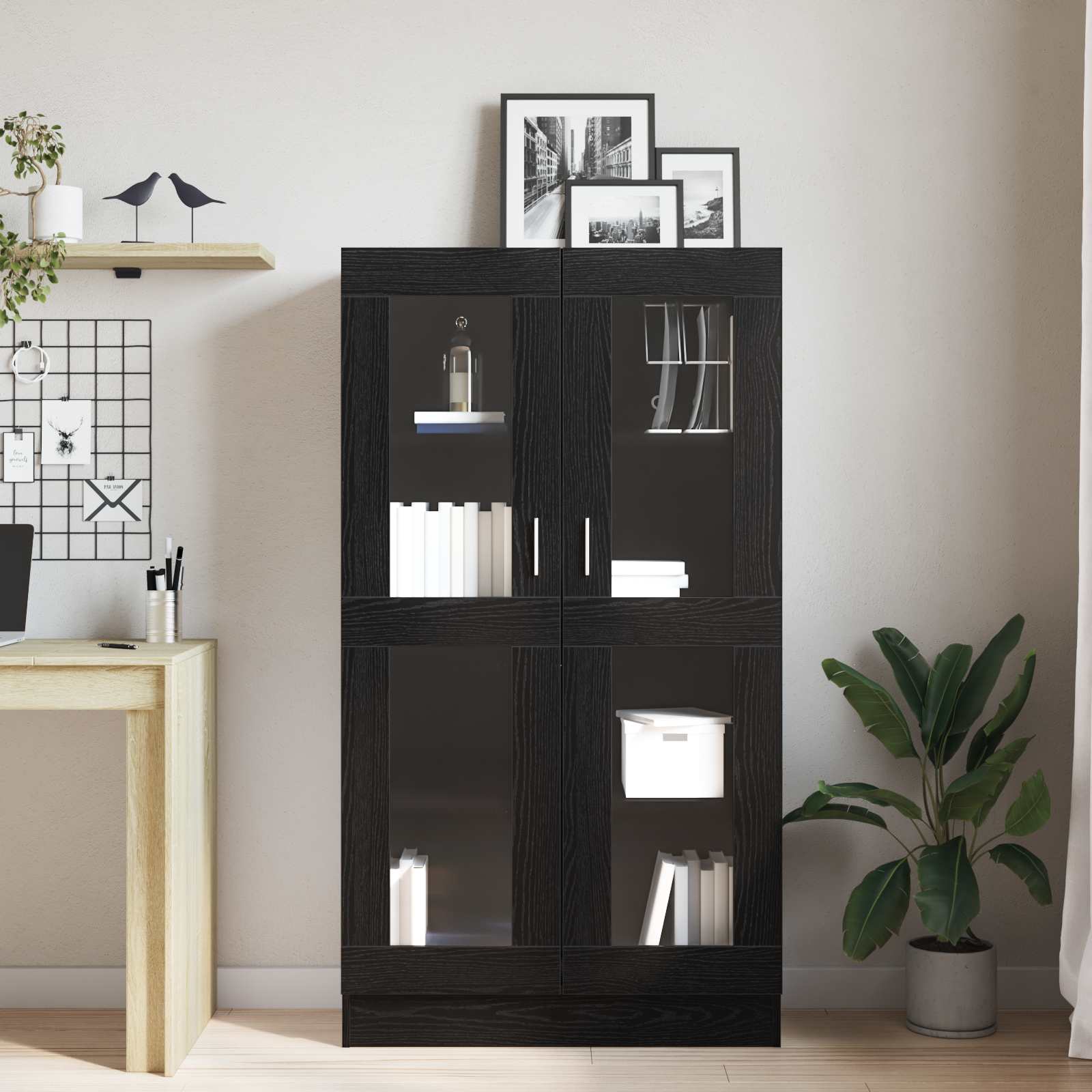 vidaXL Szafka na książki Czarny Dąb 82,5 x 30,5 x 150 cm