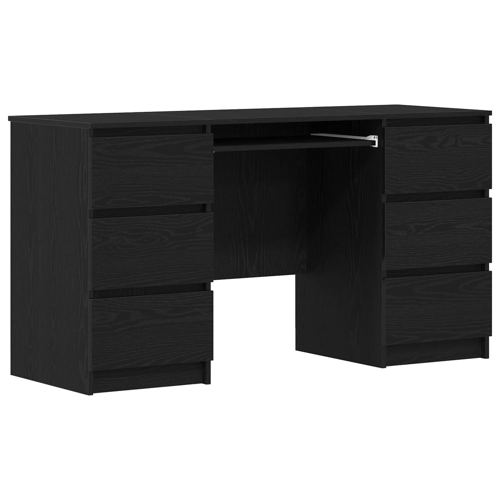 vidaXL Biurko Czarny Dąb 140 x 50 x 76 cm Materiał drewnopochodny
