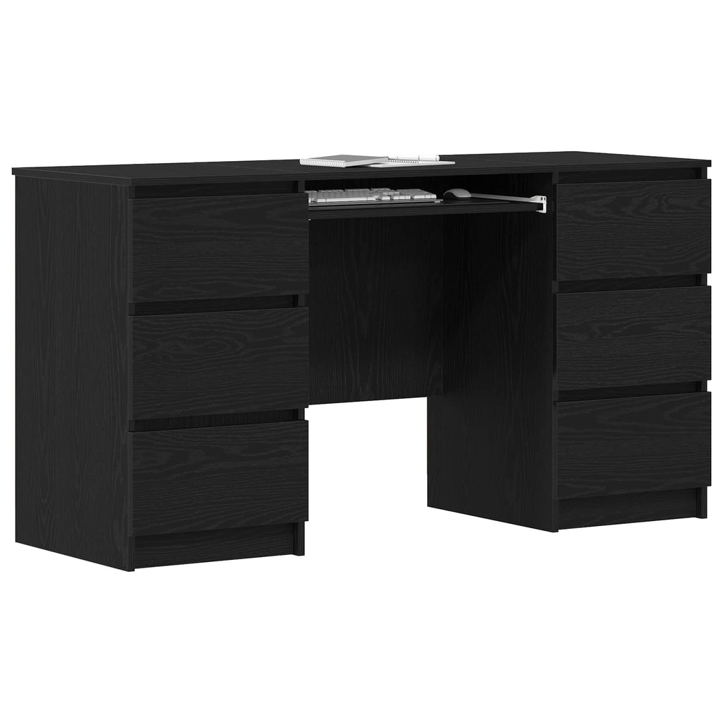 vidaXL Biurko Czarny Dąb 140 x 50 x 76 cm Materiał drewnopochodny