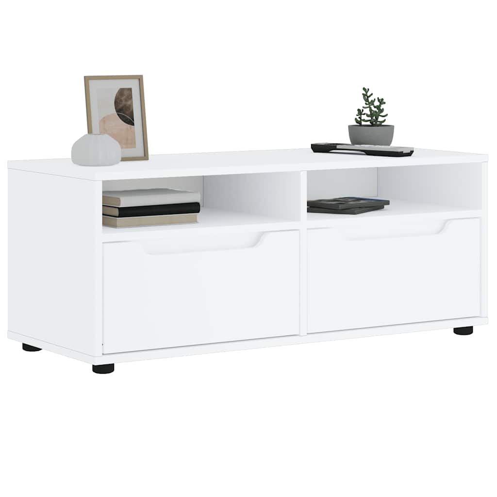 vidaXL Szafka pod TV "VISNES" Biała 100x40x38 cm Drewno klejone