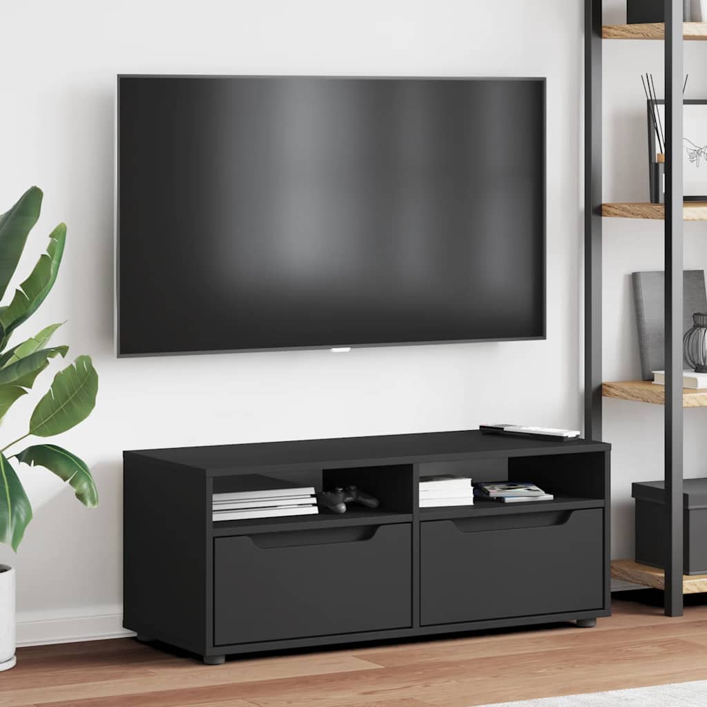 vidaXL Szafka pod TV "VISNES" Czarna 100x40x38 cm Drewno klejone