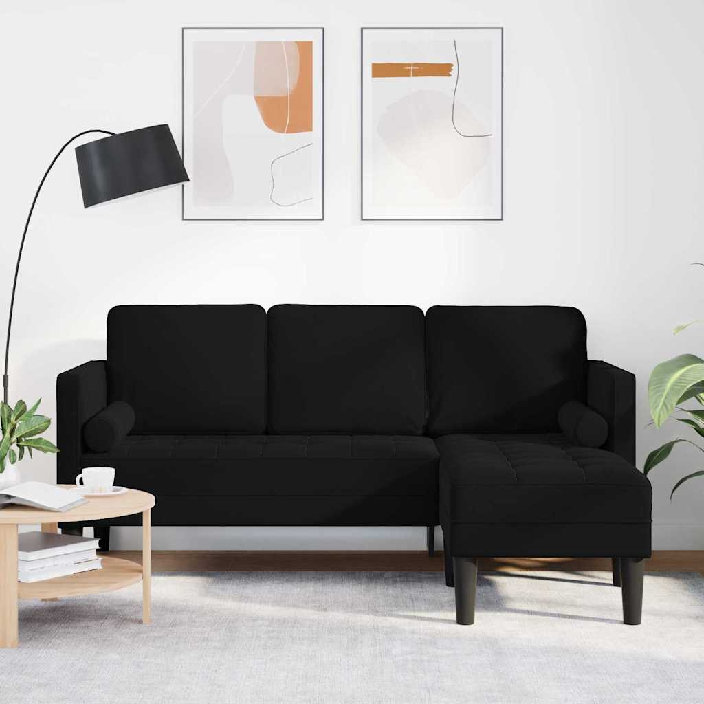 vidaXL Zestaw Sof z poduszką Czarny Poliester
