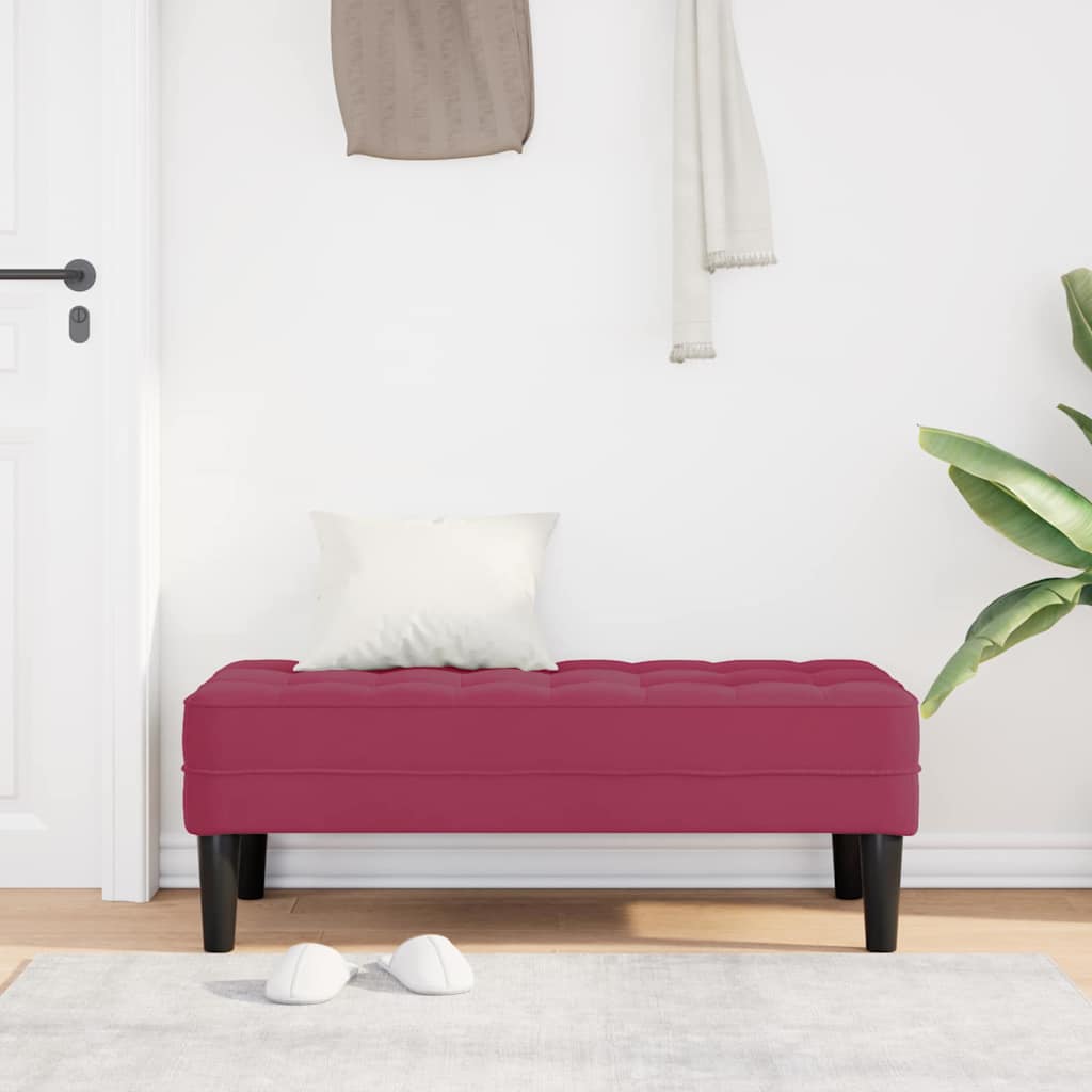 vidaXL ławka z poduszką Czerwone wino 113 x 57 x 39 cm Aksamit