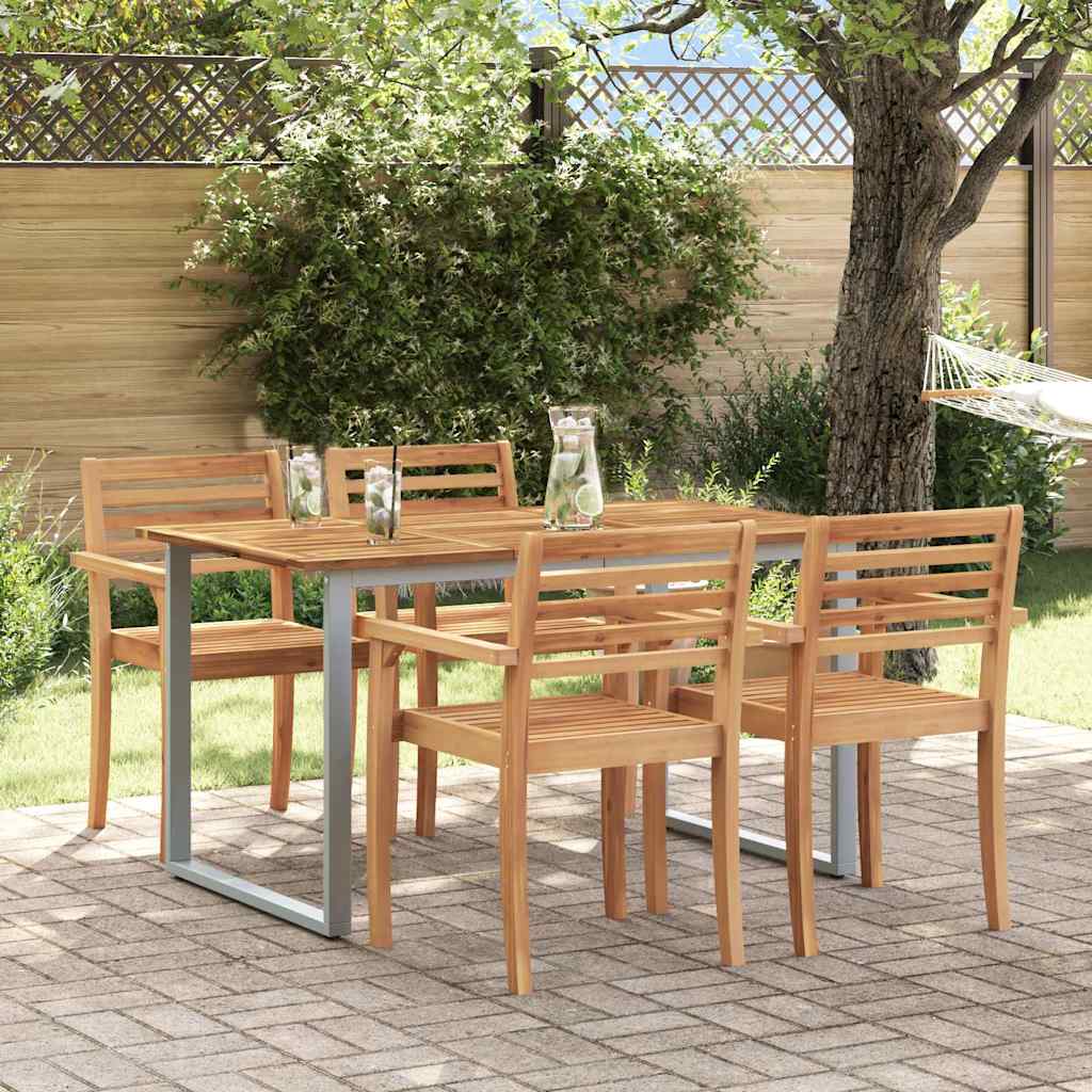 vidaXL Stół Ogrodowy Szary 140 x 80 x 75 cm Lite Drewno Akacji