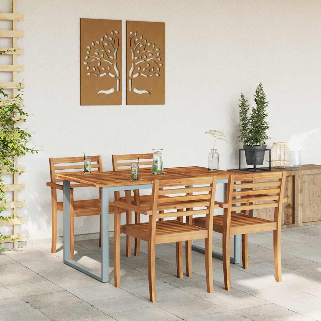 vidaXL Stół Ogrodowy Szary 140 x 80 x 75 cm Lite Drewno Akacji
