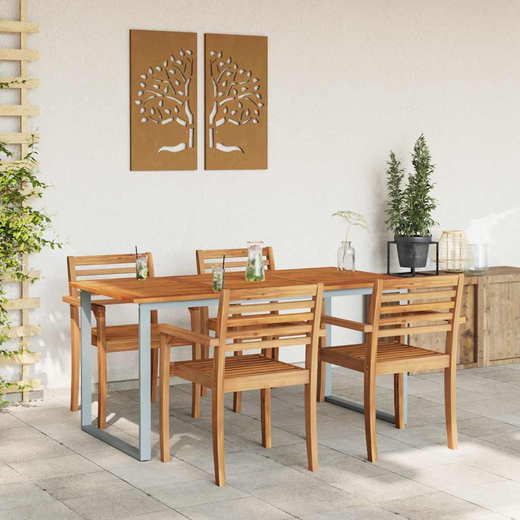 vidaXL Stół Ogrodowy Szary 160 x 80 x 75 cm Lite Drewno Akacji