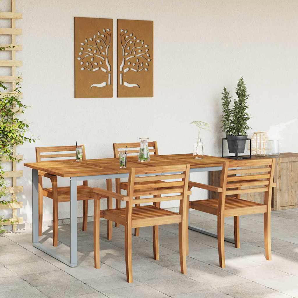 vidaXL Stół Ogrodowy Szary 180 x 90 x 75 cm Lite Drewno Akacji