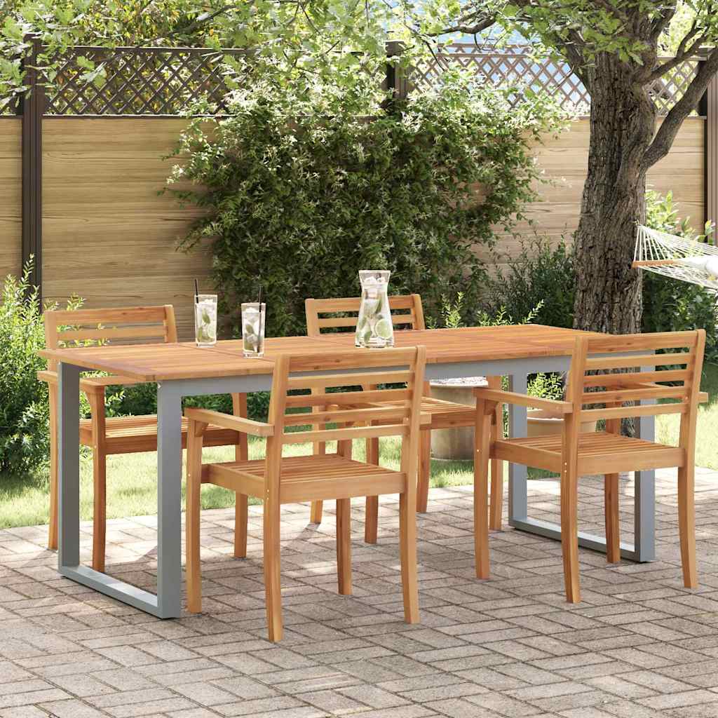 vidaXL Stół Ogrodowy Szary 200 x 90 x 75 cm Lite Drewno Akacji