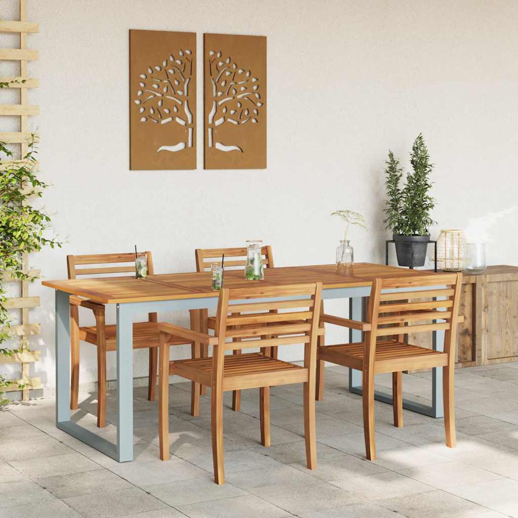 vidaXL Stół Ogrodowy Szary 200 x 90 x 75 cm Lite Drewno Akacji
