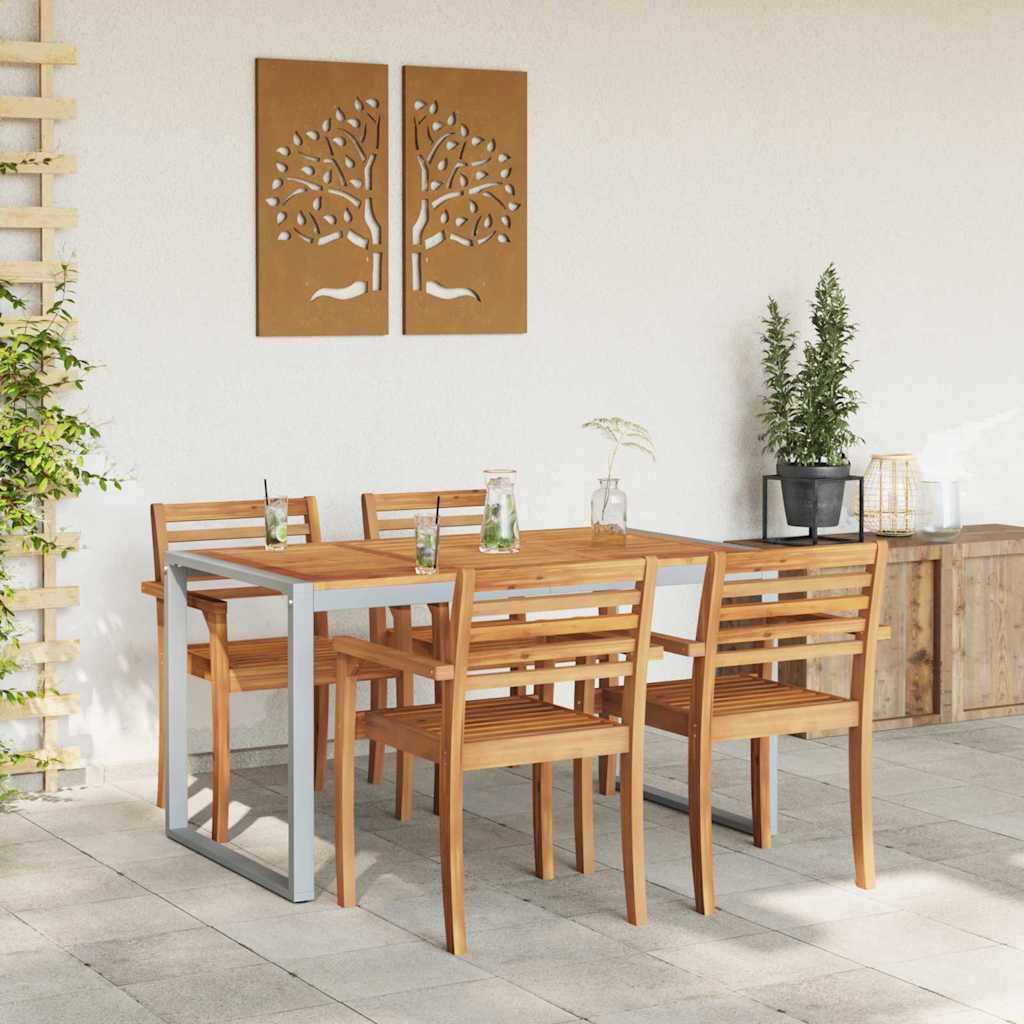 vidaXL Stół Ogrodowy Szary 140 x 80 x 75 cm Lite Drewno Akacji