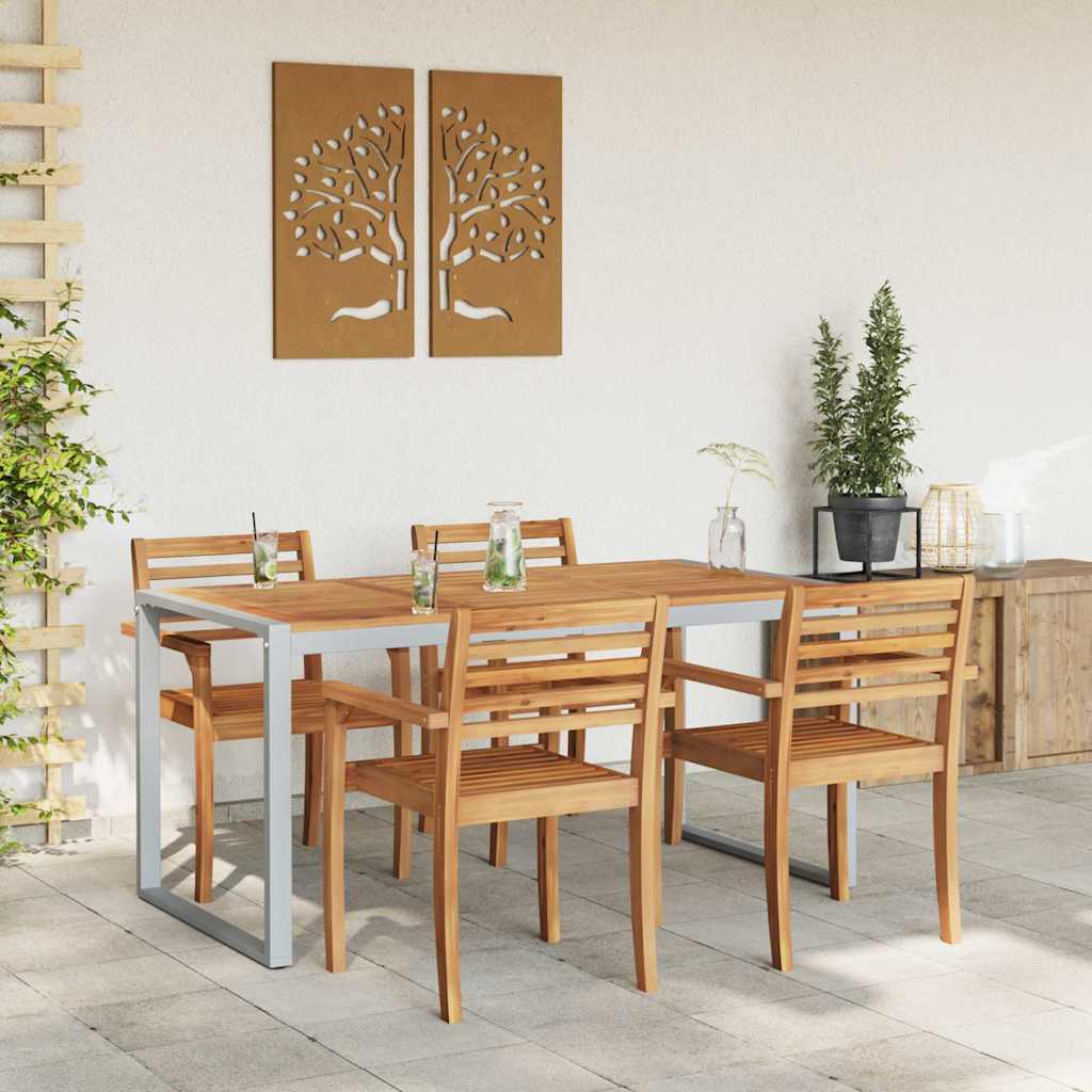 vidaXL Stół Ogrodowy Szary 160 x 80 x 75 cm Lite Drewno Akacji
