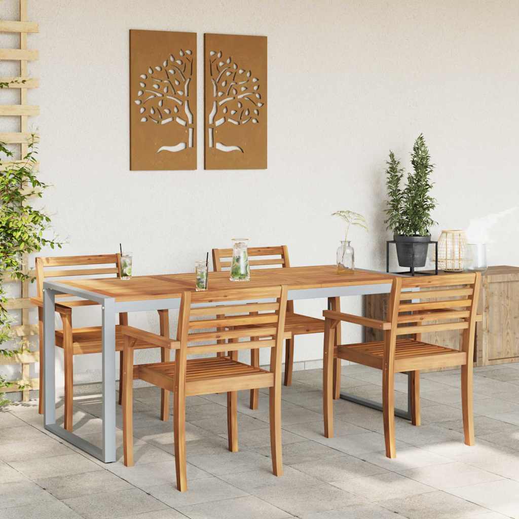 vidaXL Stół Ogrodowy Szary 180 x 90 x 75 cm Lite Drewno Akacji
