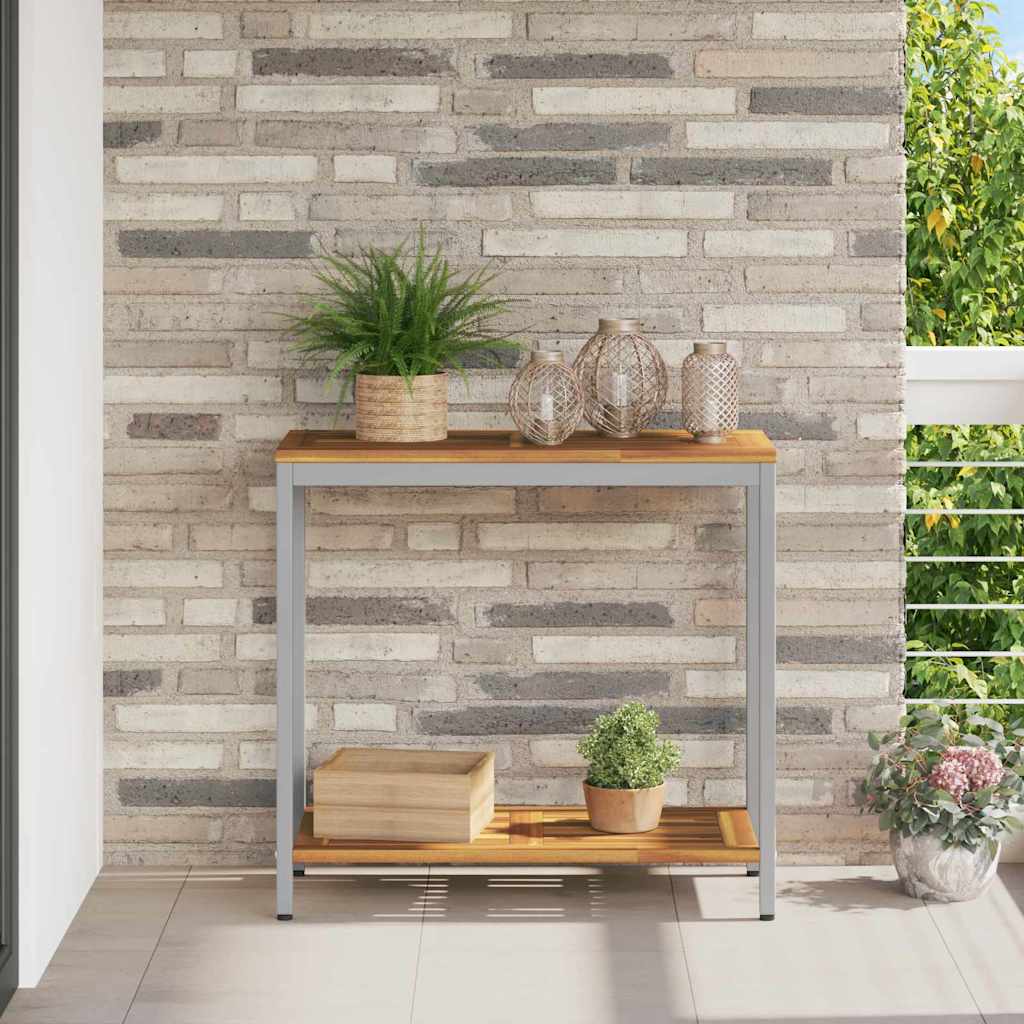 vidaXL Stół na Zewnątrz z półką Naturalny i szary 80 x 35 x 75 cm