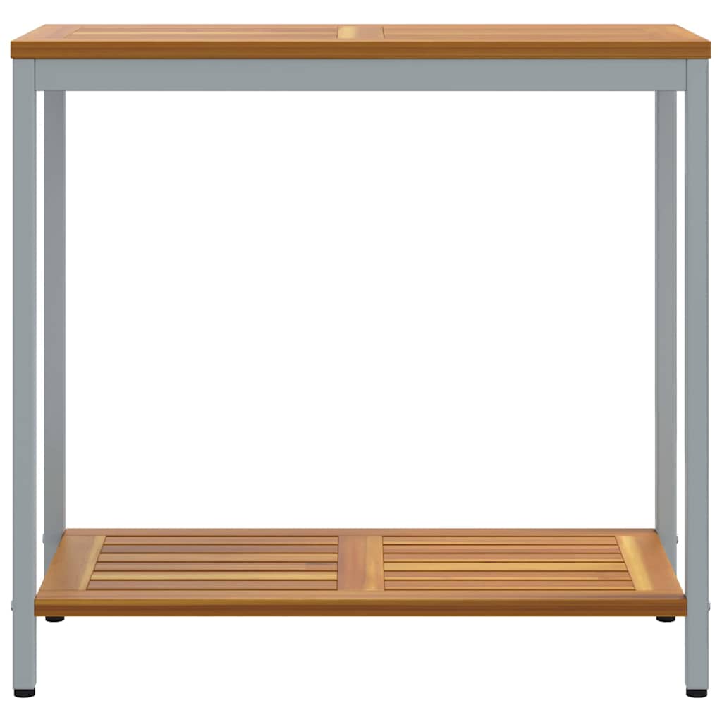 vidaXL Stół na Zewnątrz z półką Naturalny i szary 80 x 35 x 75 cm