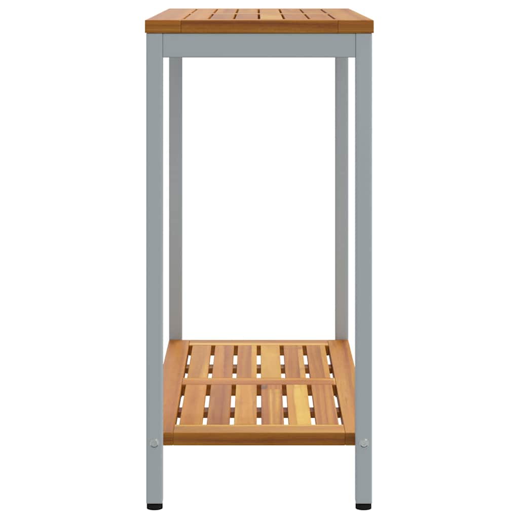 vidaXL Stół na Zewnątrz z półką Naturalny i szary 80 x 35 x 75 cm