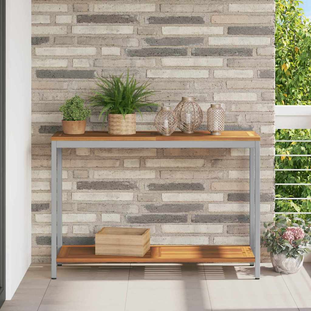 vidaXL Stół na Zewnątrz z półką Naturalny i szary 110 x 35 x 75 cm