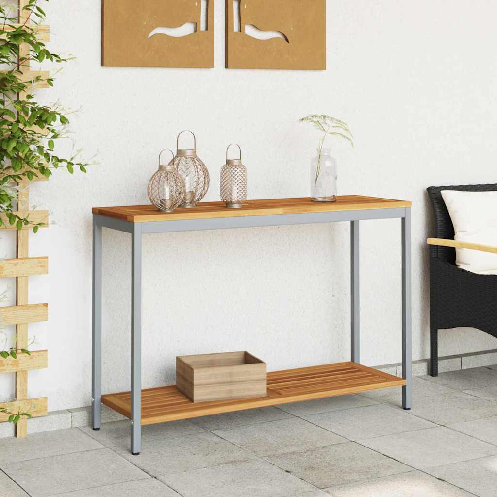 vidaXL Stół na Zewnątrz z półką Naturalny i szary 110 x 35 x 75 cm