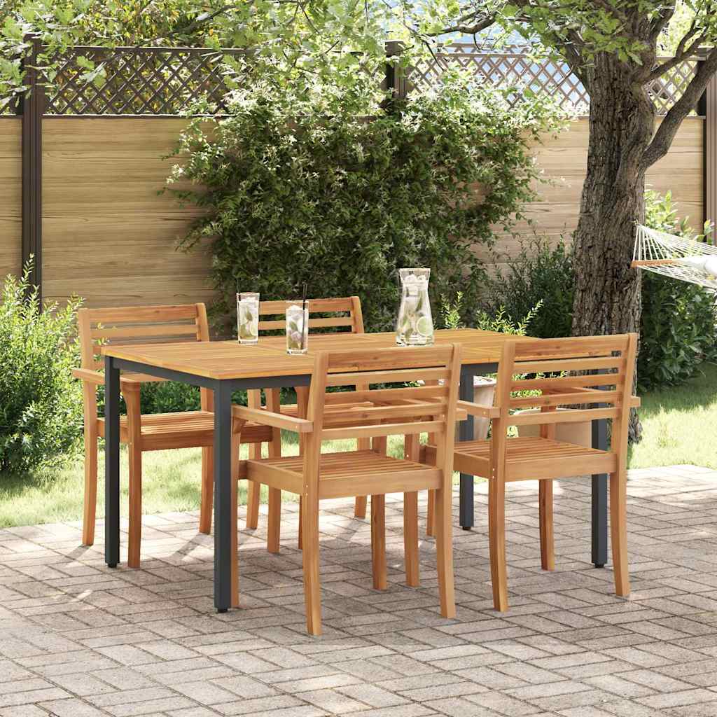 vidaXL Stół na Zewnątrz Naturalny i czarny 150 x 90 x 75 cm