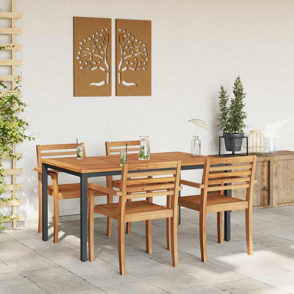 vidaXL Stół na Zewnątrz Naturalny i czarny 150 x 90 x 75 cm