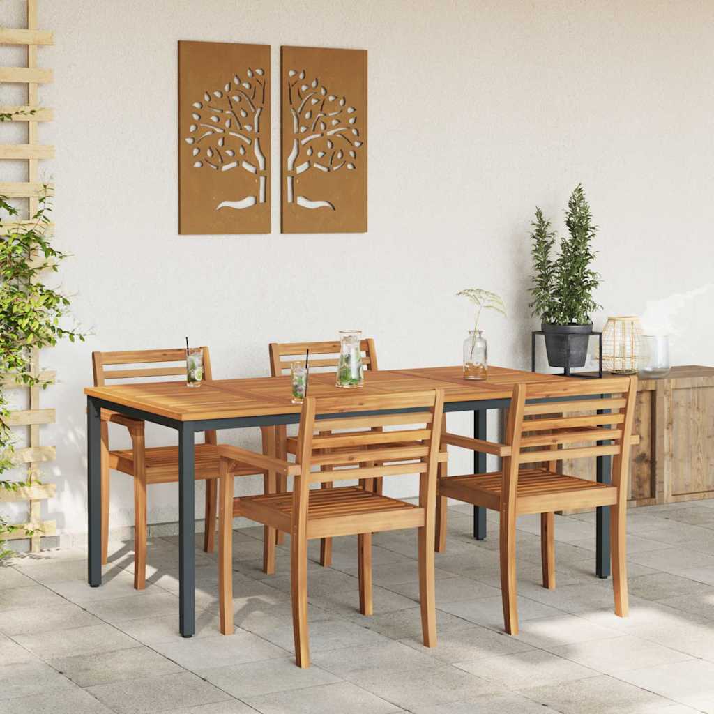 vidaXL Stół na Zewnątrz Naturalny i czarny 180 x 90 x 75 cm