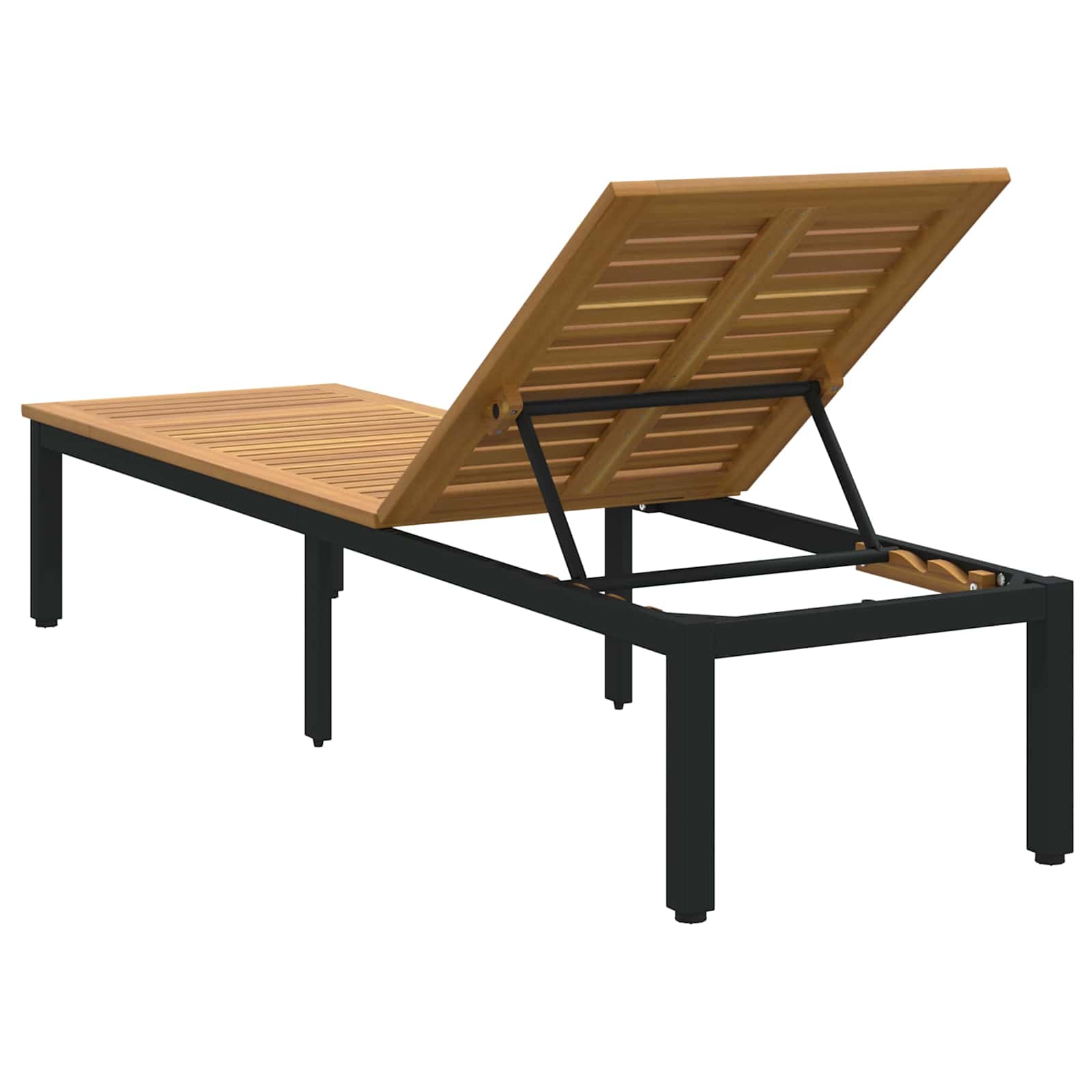 vidaXL Leżak Czarny 200 x 55 x 35 cm Lite Drewno Akacji