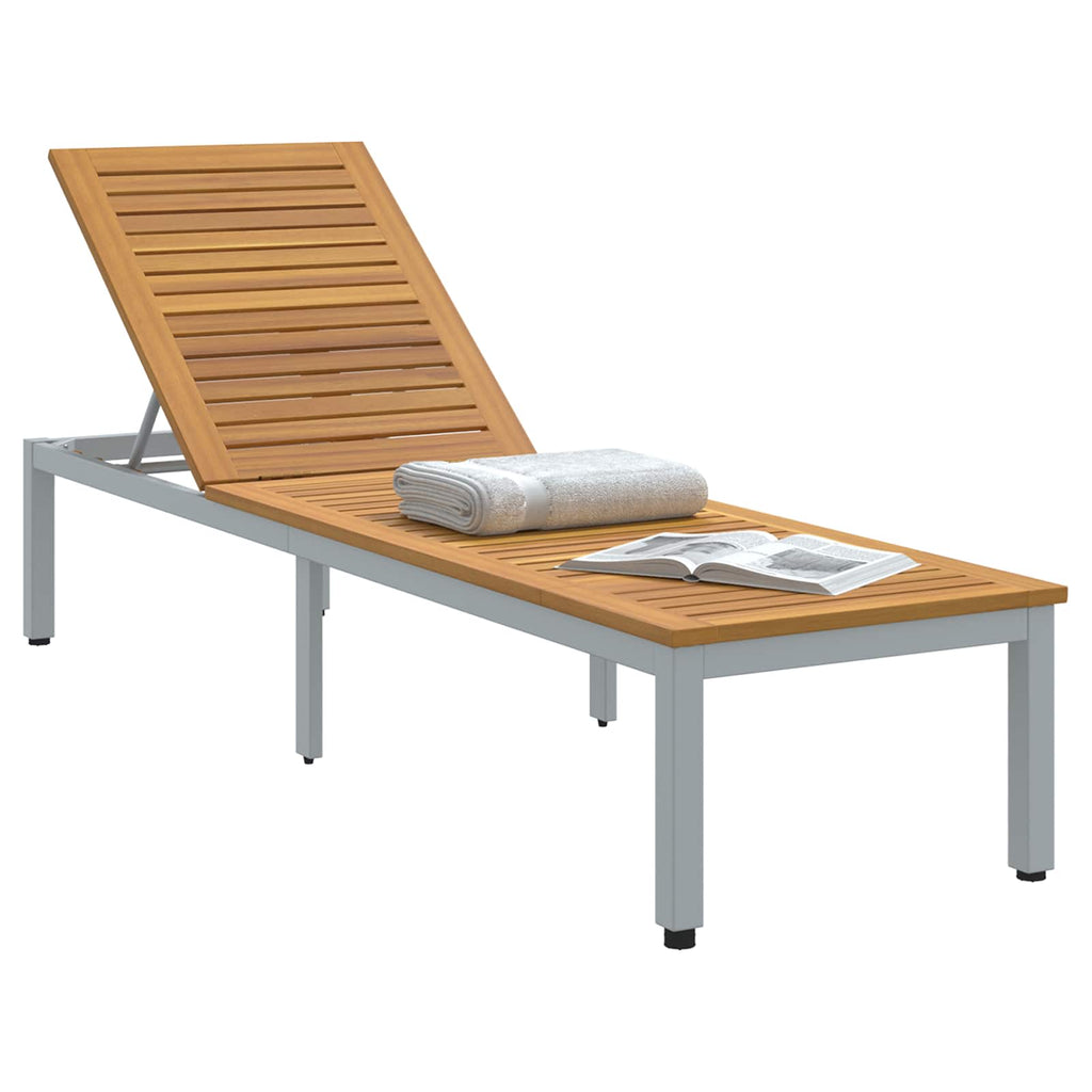 vidaXL Leżak Szary 200 x 55 x 35 cm Lite Drewno Akacji