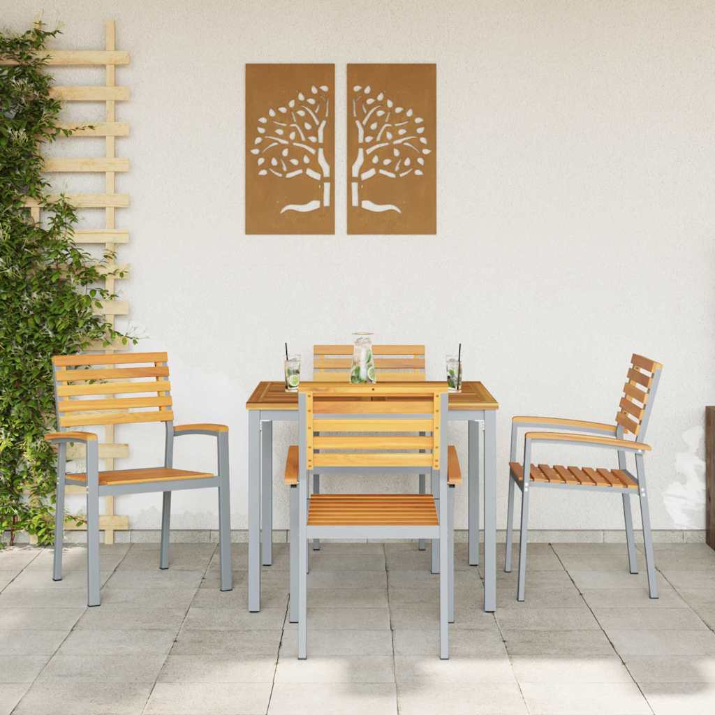vidaXL Krzesło Ogrodowe 4 pcs Brązowy 56 x 57 x 87 cm