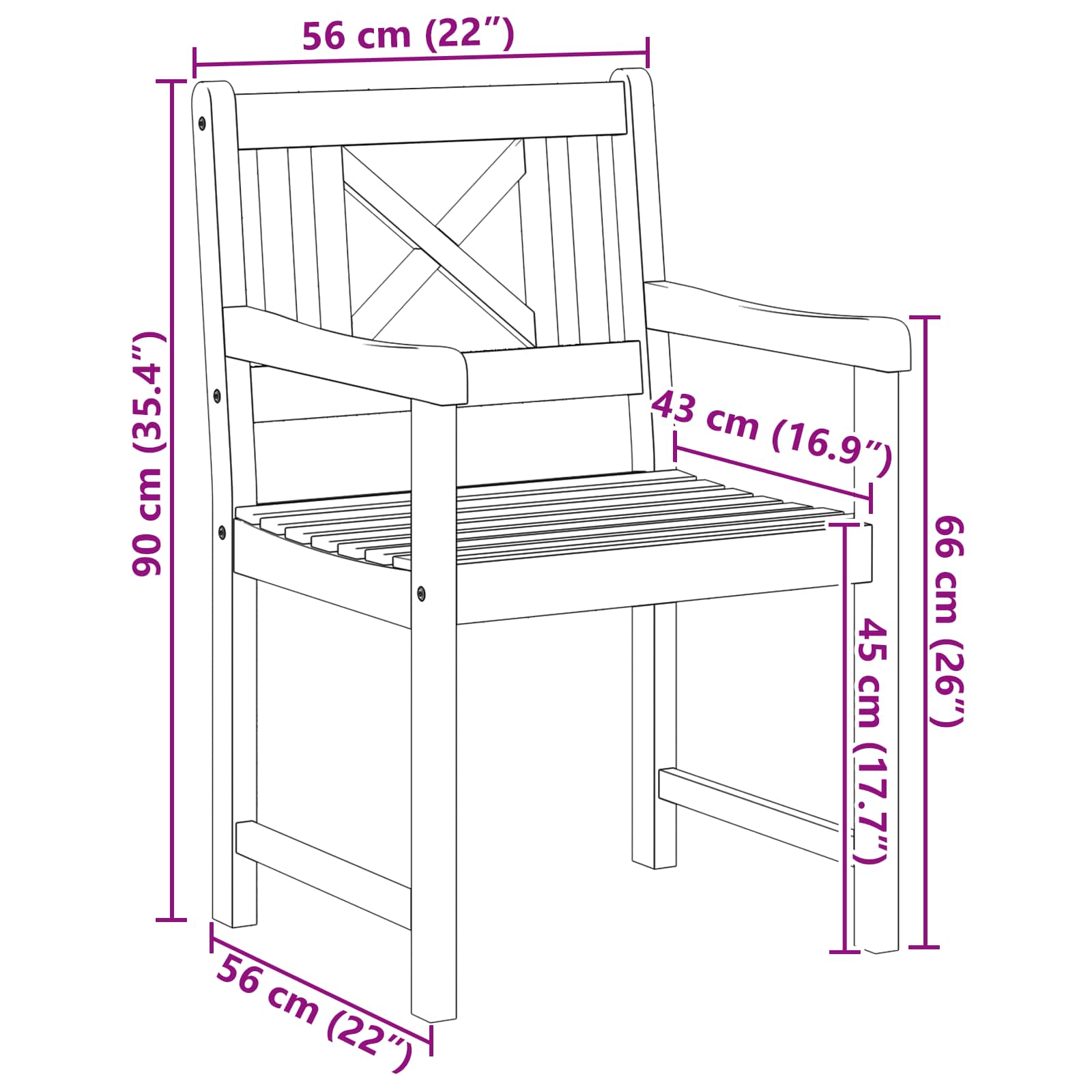 vidaXL Krzesła ogrodowe 2 pcs naturalny Lite Drewno Akacji