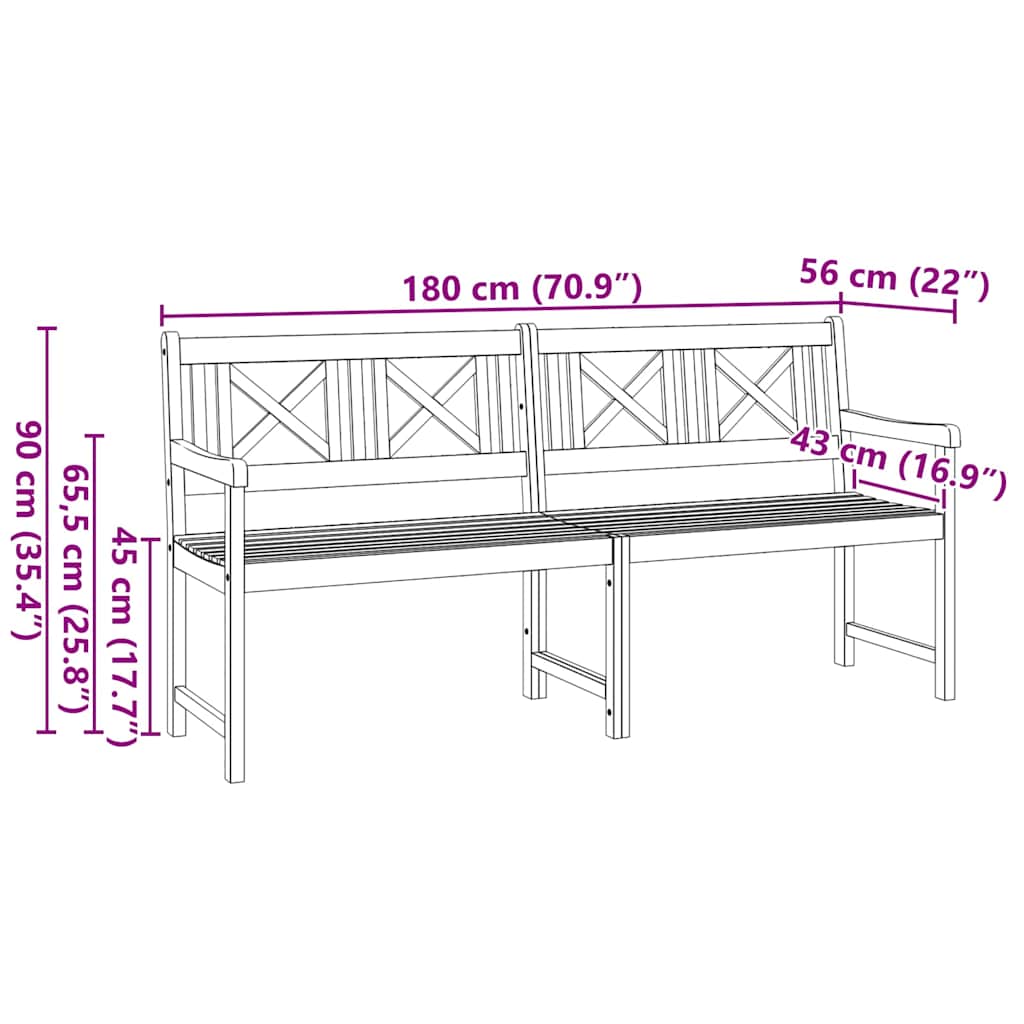 vidaXL Ławka ogrodowa naturalny 180 x 56 x 90 cm Lite Drewno Akacji