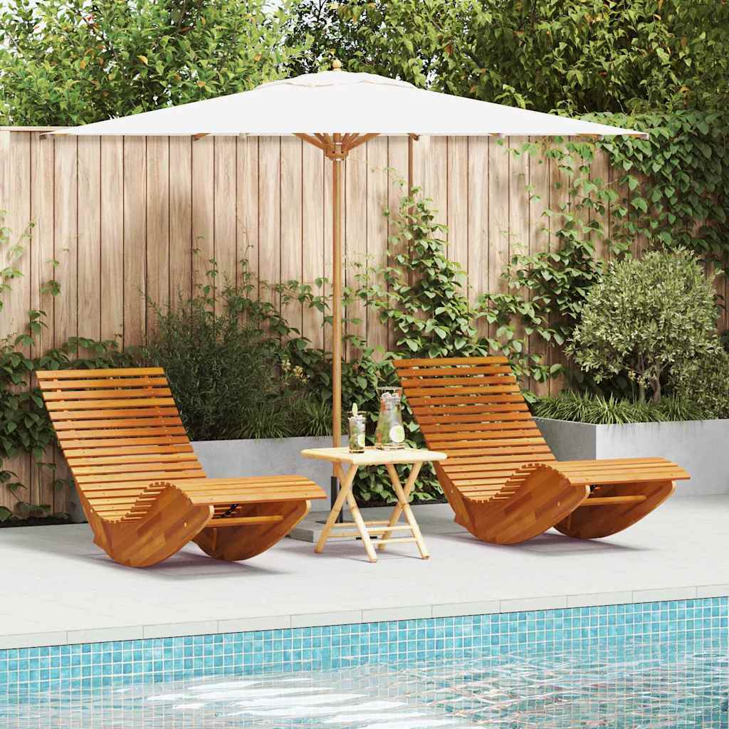vidaXL Leżak 2-osoba 2 pcs Brązowy 154 x 60 x 74 cm Lite Drewno Akacji