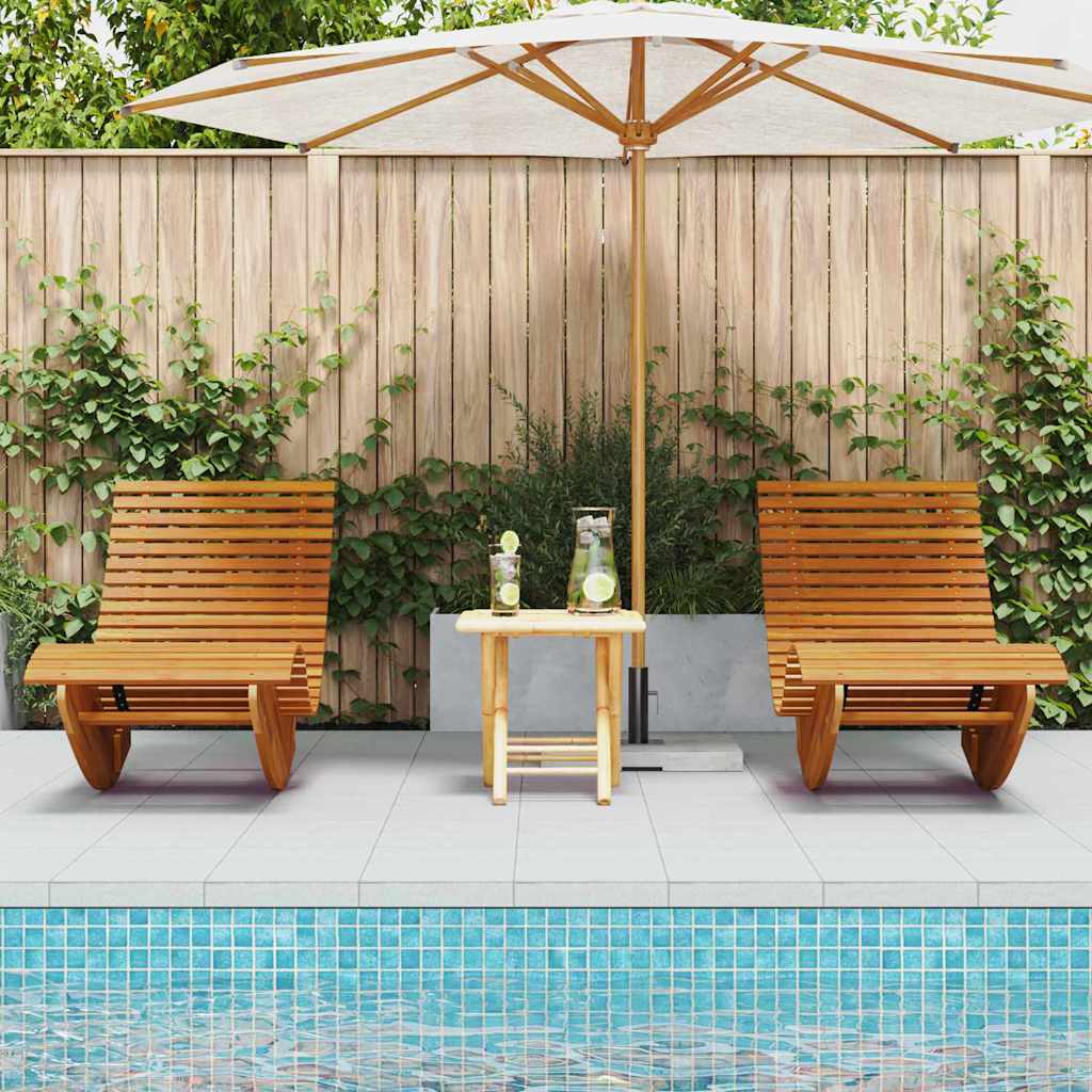 vidaXL Leżak 2-osoba 2 pcs Brązowy 154 x 60 x 74 cm Lite Drewno Akacji