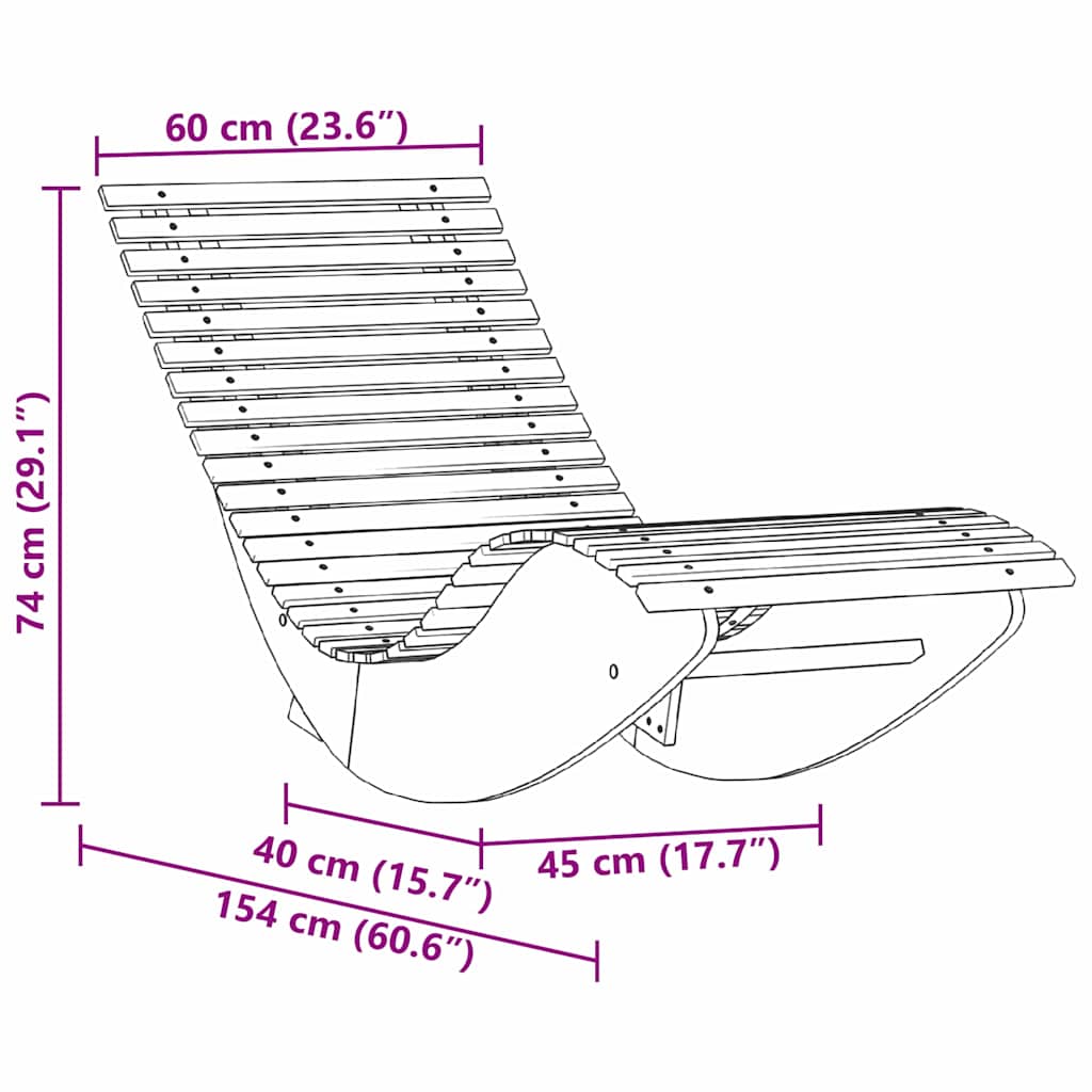 vidaXL Leżak 2-osoba 2 pcs Brązowy 154 x 60 x 74 cm Lite Drewno Akacji