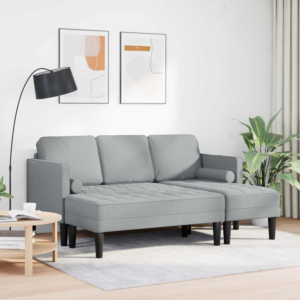 vidaXL Zestaw Sof z poduszką 2 pcs Jasnoszary Poliester