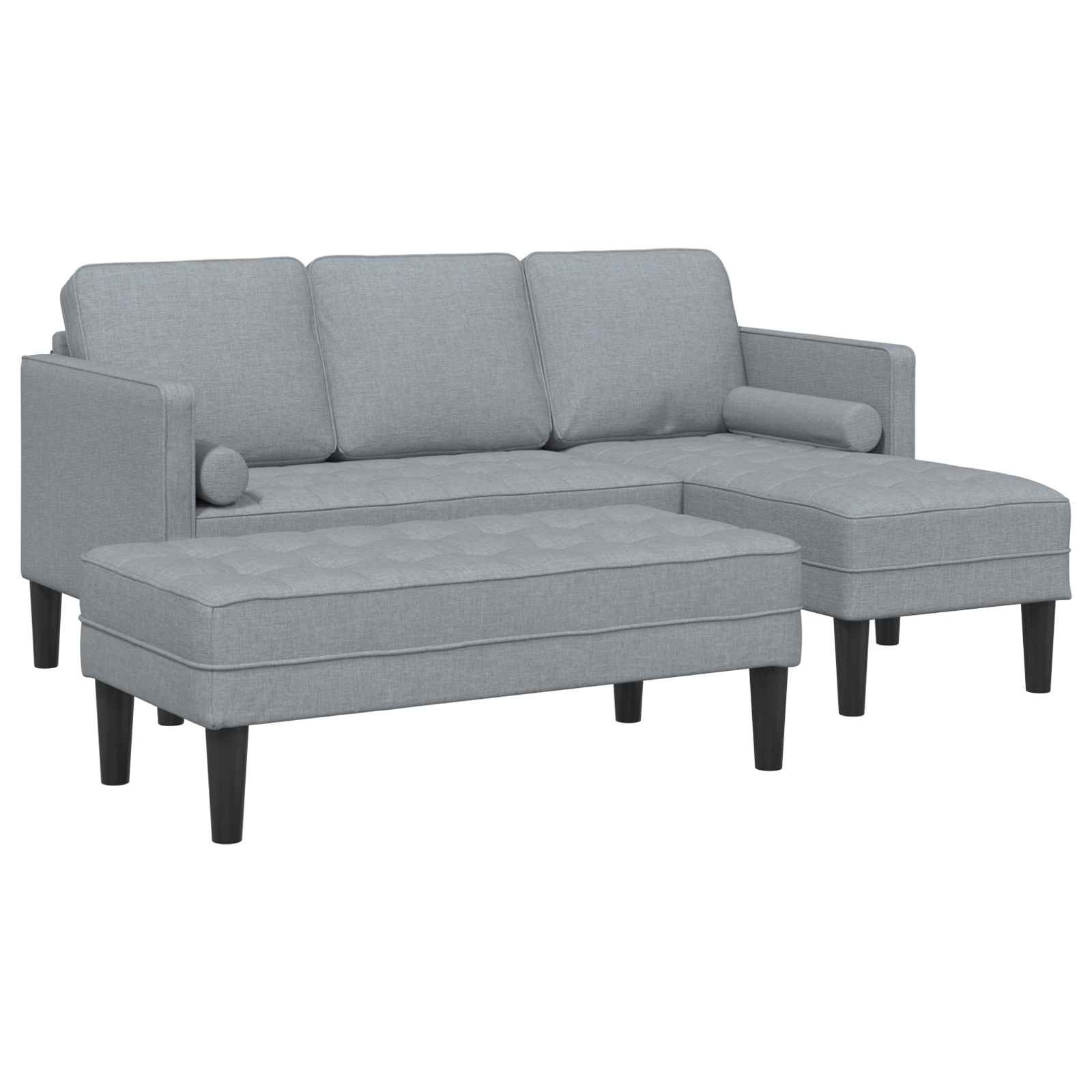 vidaXL Zestaw Sof z poduszką 2 pcs Jasnoszary Poliester
