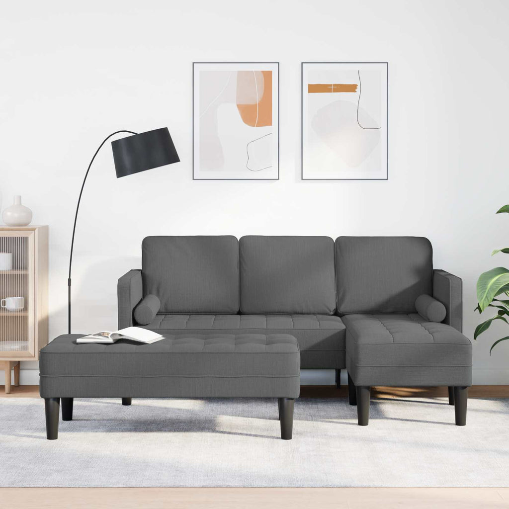 vidaXL Zestaw Sof z poduszką 2 pcs Ciemnoszary Poliester