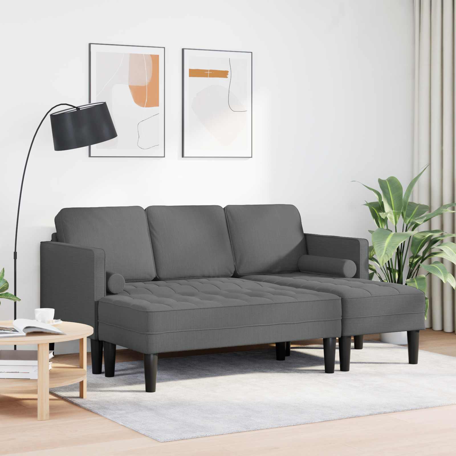 vidaXL Zestaw Sof z poduszką 2 pcs Ciemnoszary Poliester