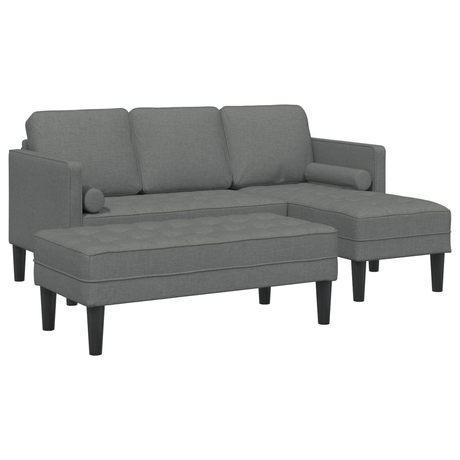 vidaXL Zestaw Sof z poduszką 2 pcs Ciemnoszary Poliester