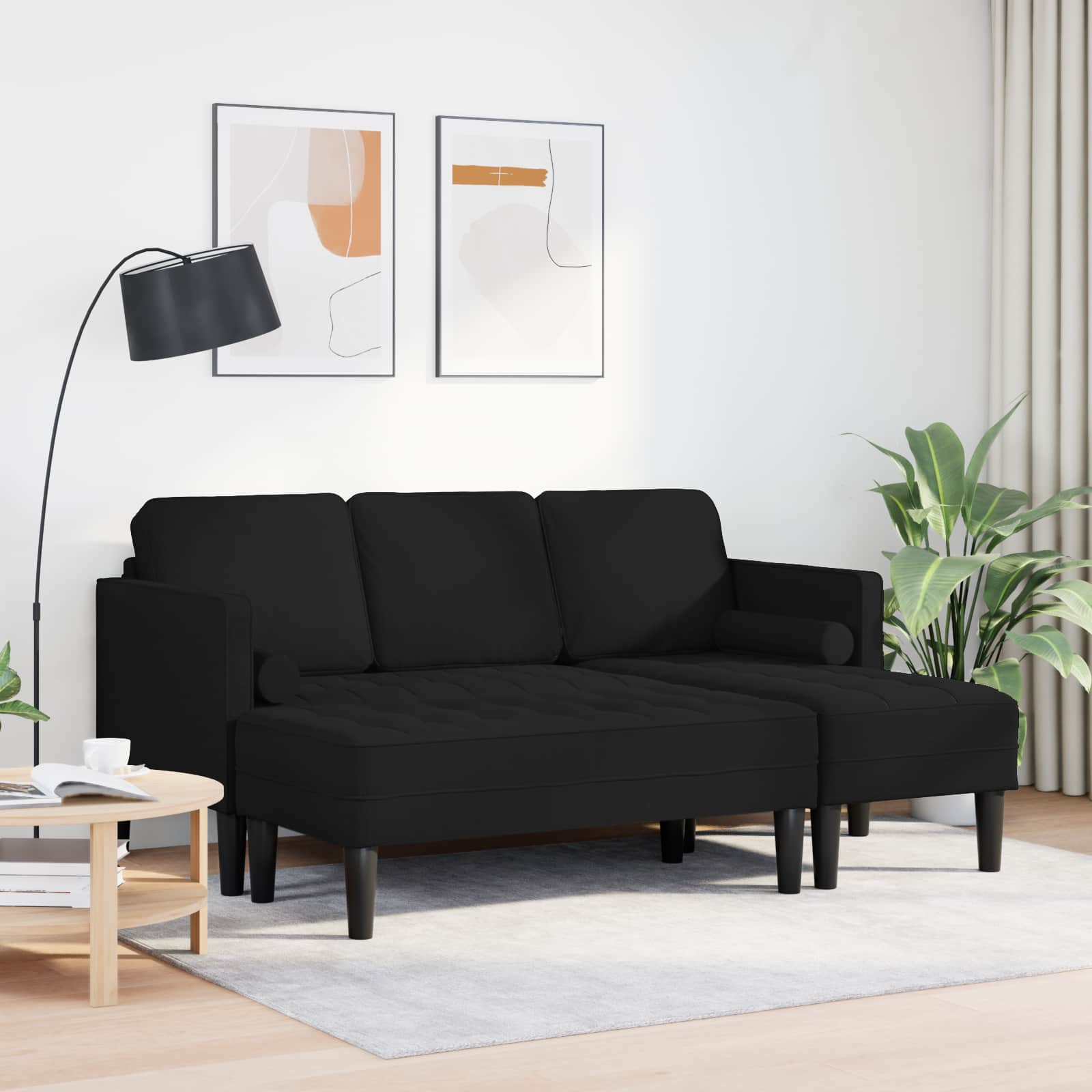 vidaXL Zestaw Sof z poduszką 2 pcs Czarny Poliester