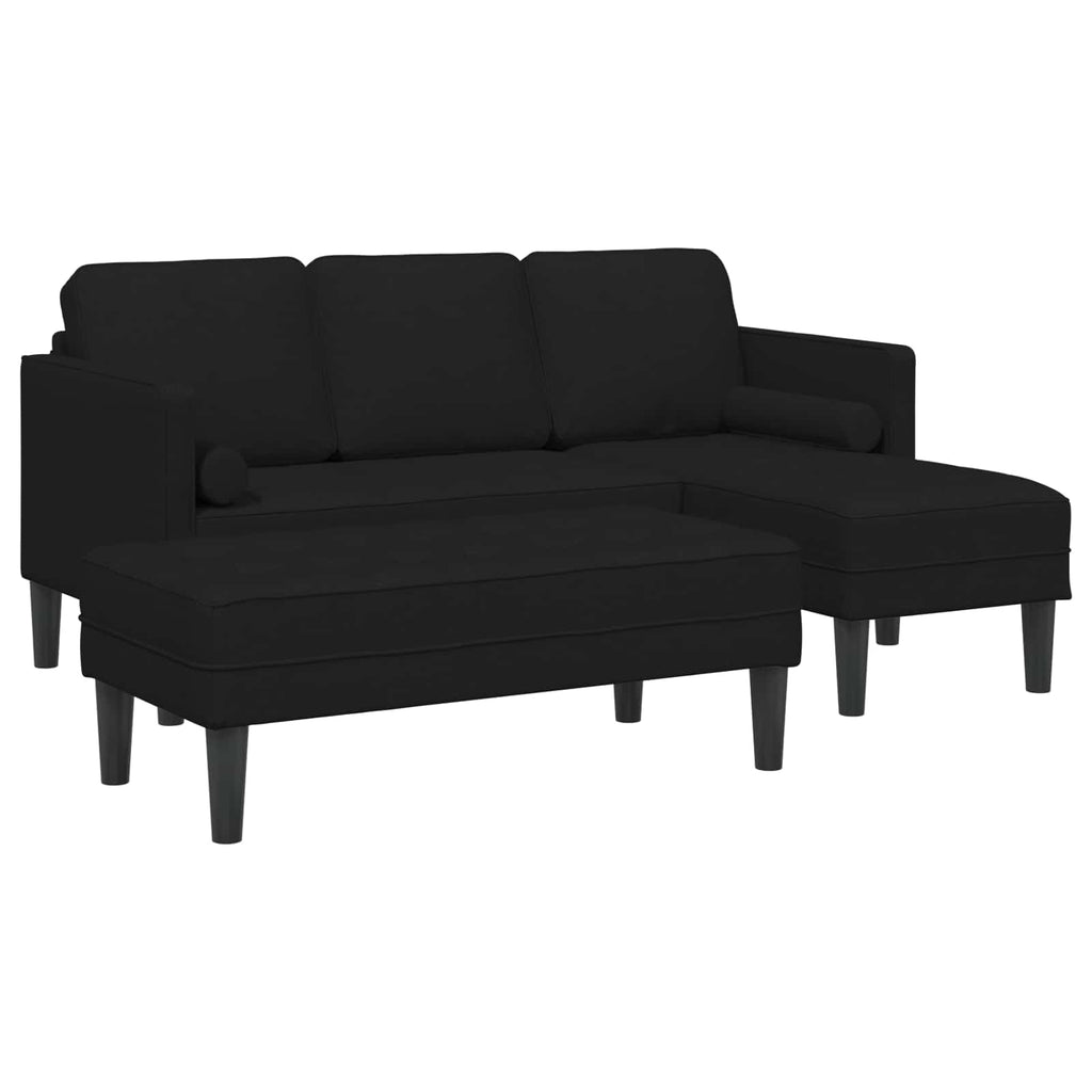 vidaXL Zestaw Sof z poduszką 2 pcs Czarny Poliester