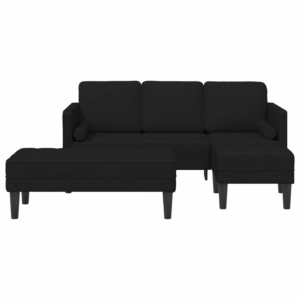 vidaXL Zestaw Sof z poduszką 2 pcs Czarny Poliester