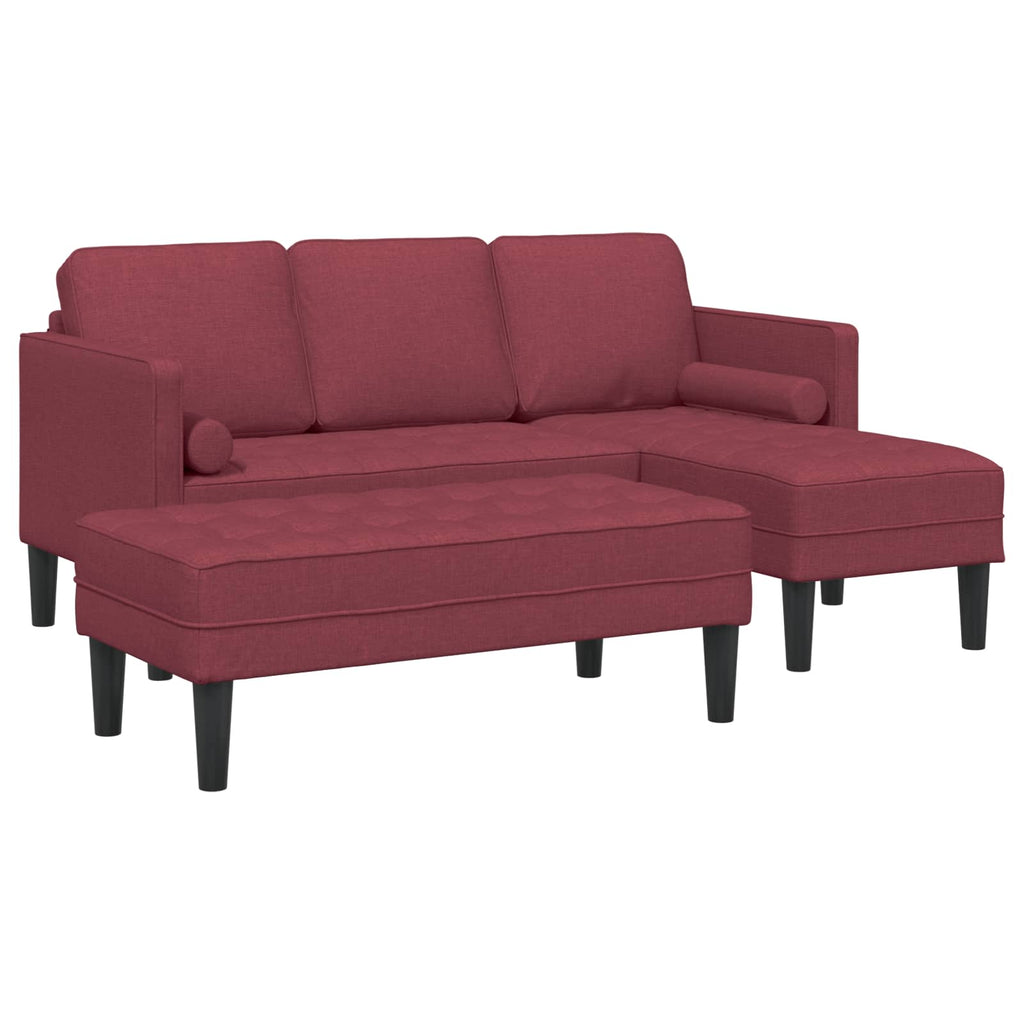 vidaXL Zestaw Sof z poduszką 2 pcs Czerwone wino Poliester