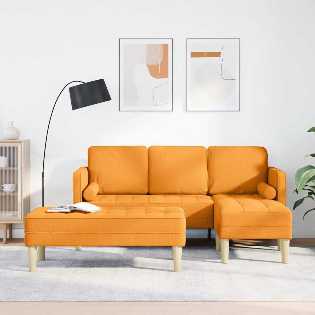 vidaXL Zestaw Sof z poduszką 2 pcs Ciemny Żółty Poliester