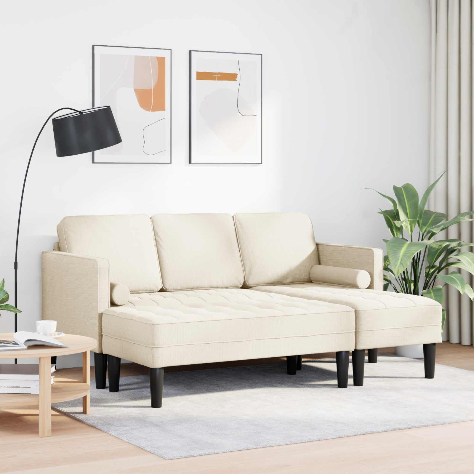 vidaXL Zestaw Sof z poduszką 2 pcs Płótno Poliester